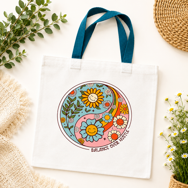 Yin Yang Floral Tote Bag